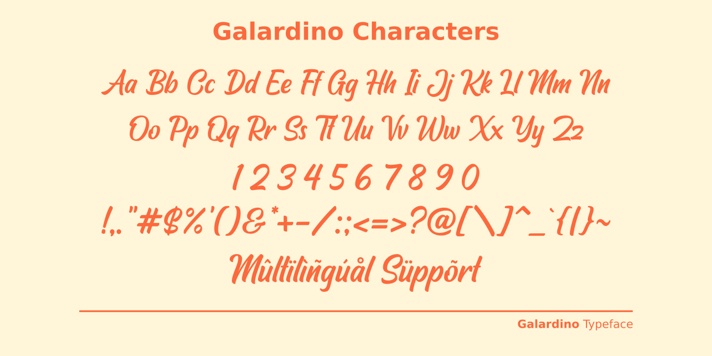 Пример шрифта Galardino Regular